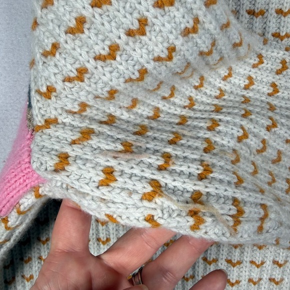 Madewell Merino Wool Alpaca Blend Striped Heart Crewneck Sweater Metallic Medium - Picture 9 of 9